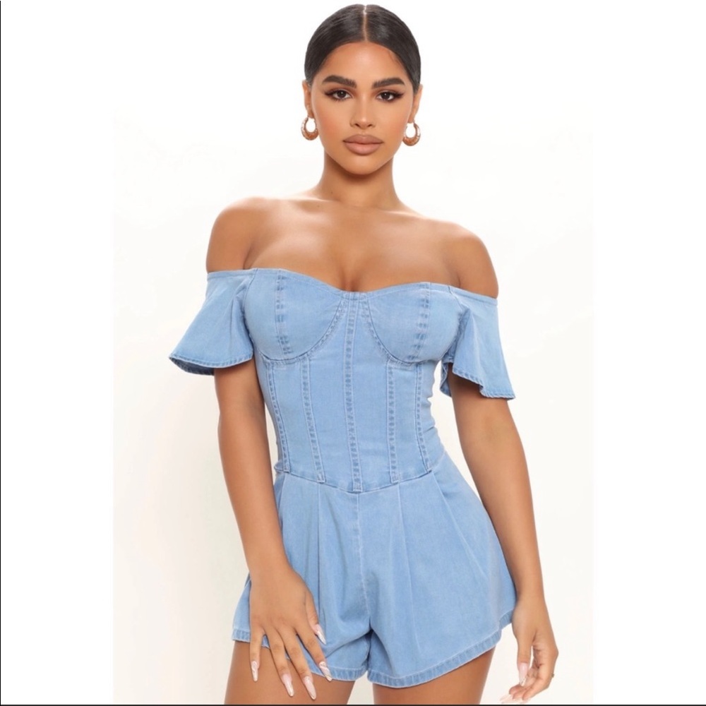 Blue fashion nova romper size xs